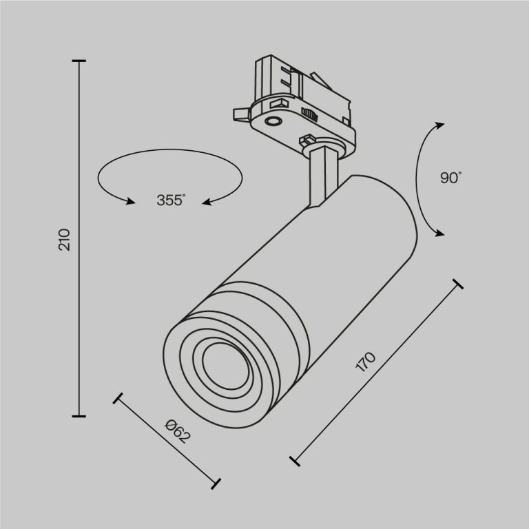 Трековый трехфазный светильник Maytoni Focus Zoom TR198-3-20W2.7K-Z-B