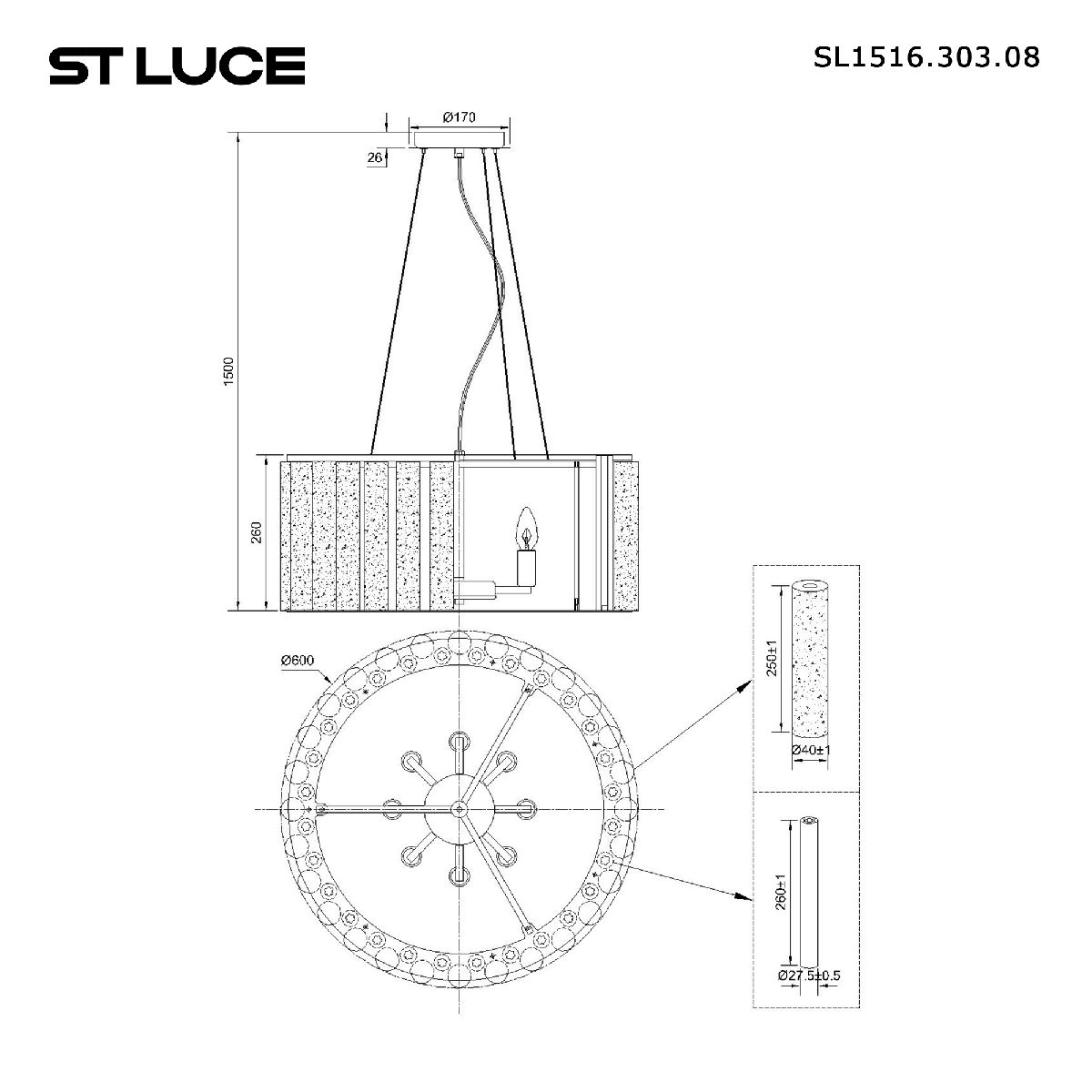 Подвесная люстра ST Luce DeLight Collection SL1516.303.08 Подвесная люстра ST Luce DeLight Collection SL1516.303.08