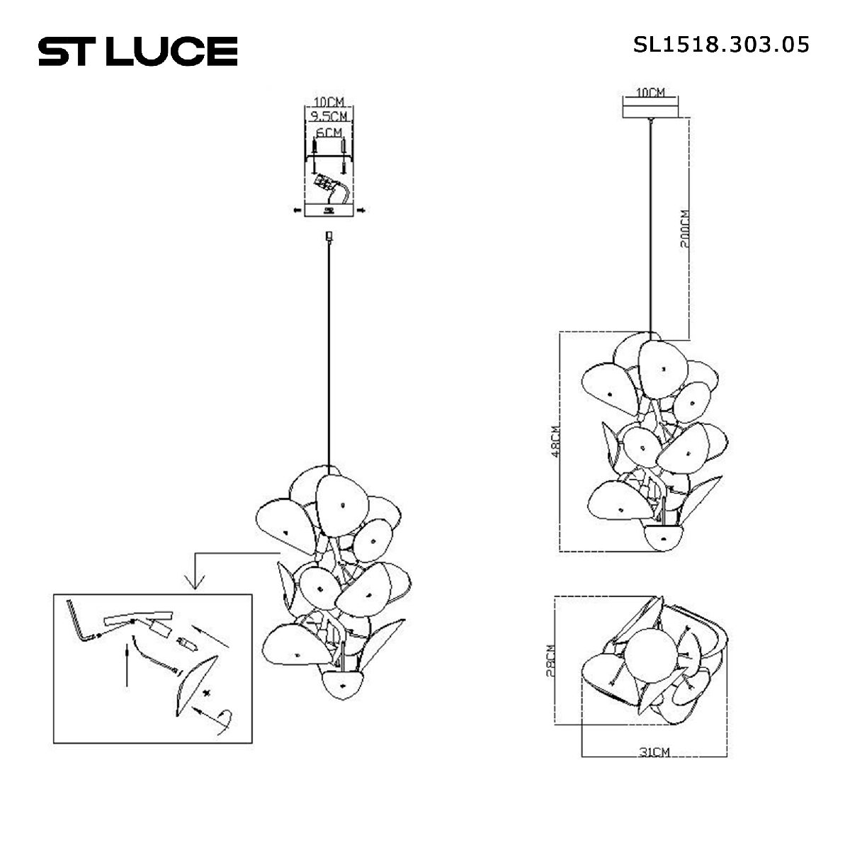 Подвесной светильник ST Luce Dahlia SL1518.303.05 Подвесной светильник ST Luce Dahlia SL1518.303.05