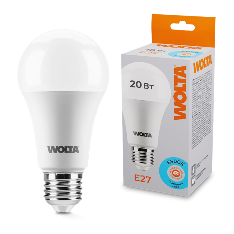Светодиодная лампа WOLTA 20Вт 6500К E27 груша матовая 25W65BL20E27