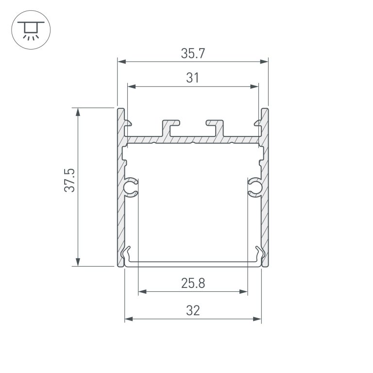Алюминиевый профиль Arlight SL-LINE-3638-LW-2000 ANOD 038362