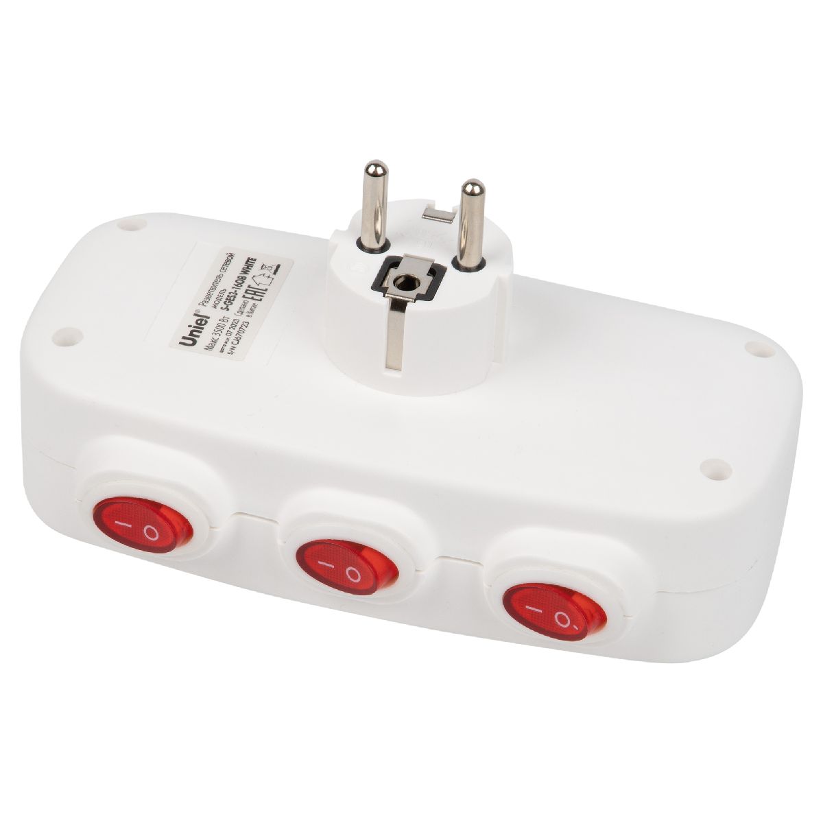 Разветвитель сетевой с выключателем Uniel S-GES3-16OB WHITE UL-00011239 Разветвитель сетевой с выключателем Uniel S-GES3-16OB WHITE UL-00011239