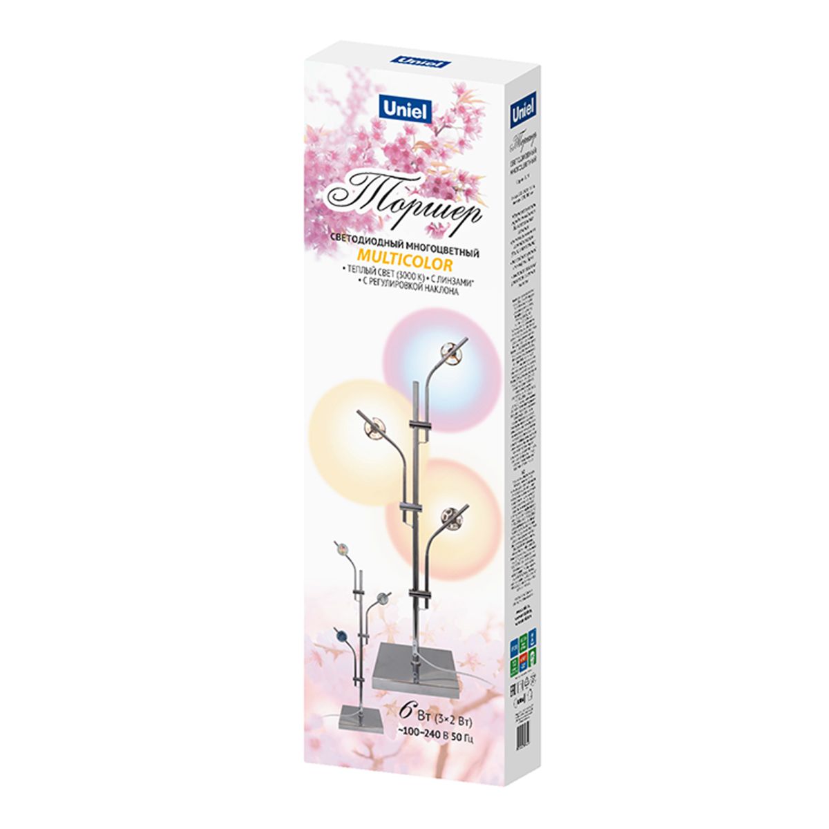 Торшер Uniel ULM-T640 3x2W/3000K CHROME MULTICOLOR UL-00012152 Торшер Uniel ULM-T640 3x2W/3000K CHROME MULTICOLOR UL-00012152