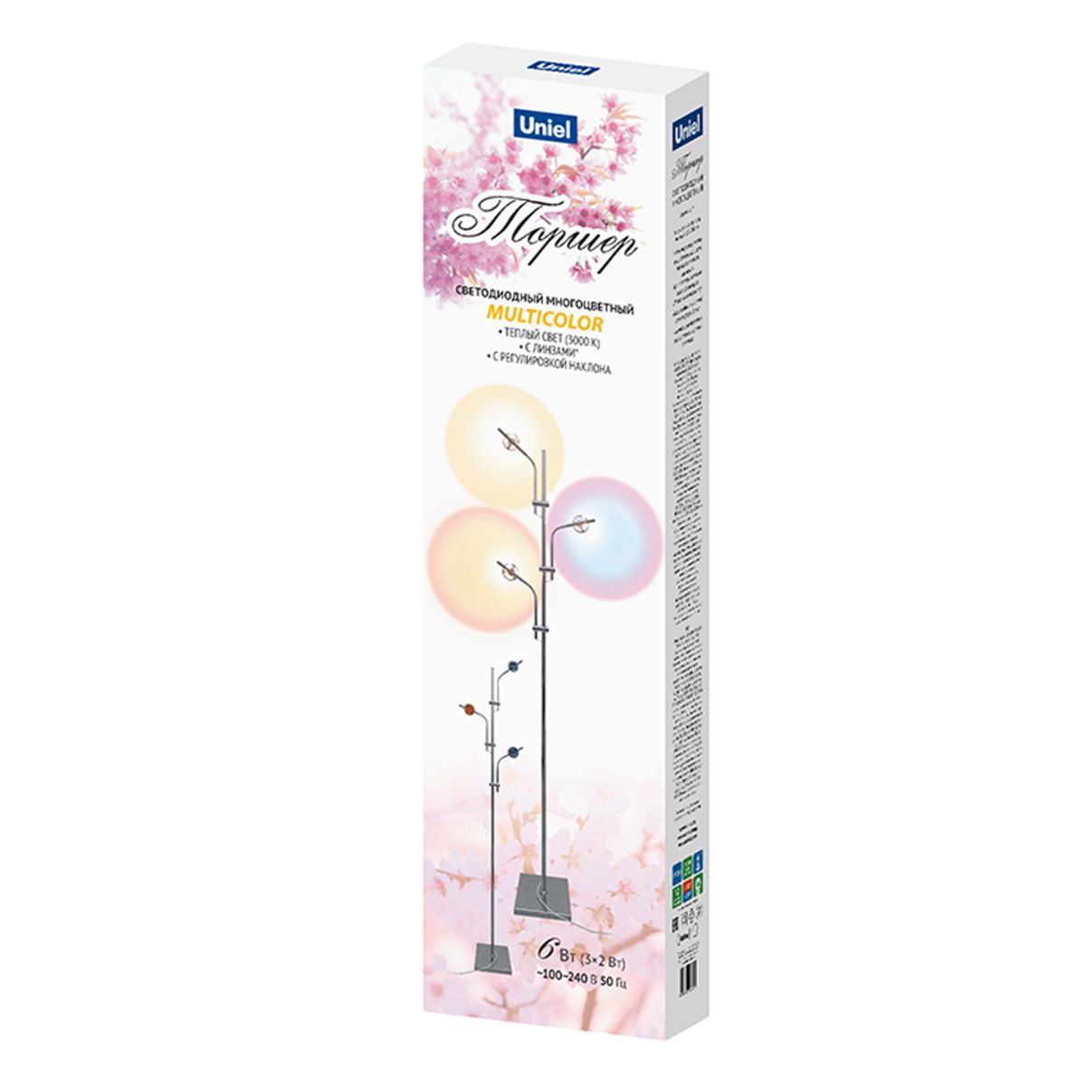 Торшер Uniel ULM-T641 3x2W/3000K CHROME MULTICOLOR UL-00012153 Торшер Uniel ULM-T641 3x2W/3000K CHROME MULTICOLOR UL-00012153