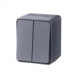 Выключатель 2-клавишный Systeme Electric AtlasDesign Profi54 Наруж Антрацит ATN544051