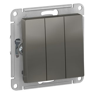 Выключатель 3-клавишный сх.1+1+1, 10АХ Systeme Electric AtlasDesign Сталь ATN000931