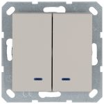 Выключатель двухклавишный со светодиодами 10A 250V с накладкой, цвет Тауп Jasmart G3023NT