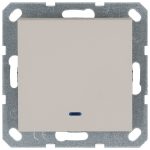 Выключатель одноклавишный проходной со светодиодом 10A 250V с накладкой, цвет Тауп Jasmart G3012NT