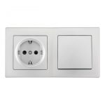 Выключатель одноклавишный с розеткой Arte Milano SET06-2-30-1-40-1 silver