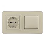 Выключатель одноклавишный с розеткой Arte Milano SET16-2-40-1-30-1 shampan