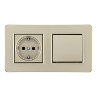 Выключатель одноклавишный с розеткой Arte Milano SET16-2-40-1-30-1 shampan