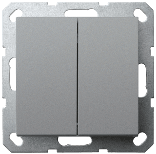 Выключатель проходной двухклавишный Jasmart в комплекте с накладкой 10A 250V ( 6+6 ) цвет алюминий G3022S