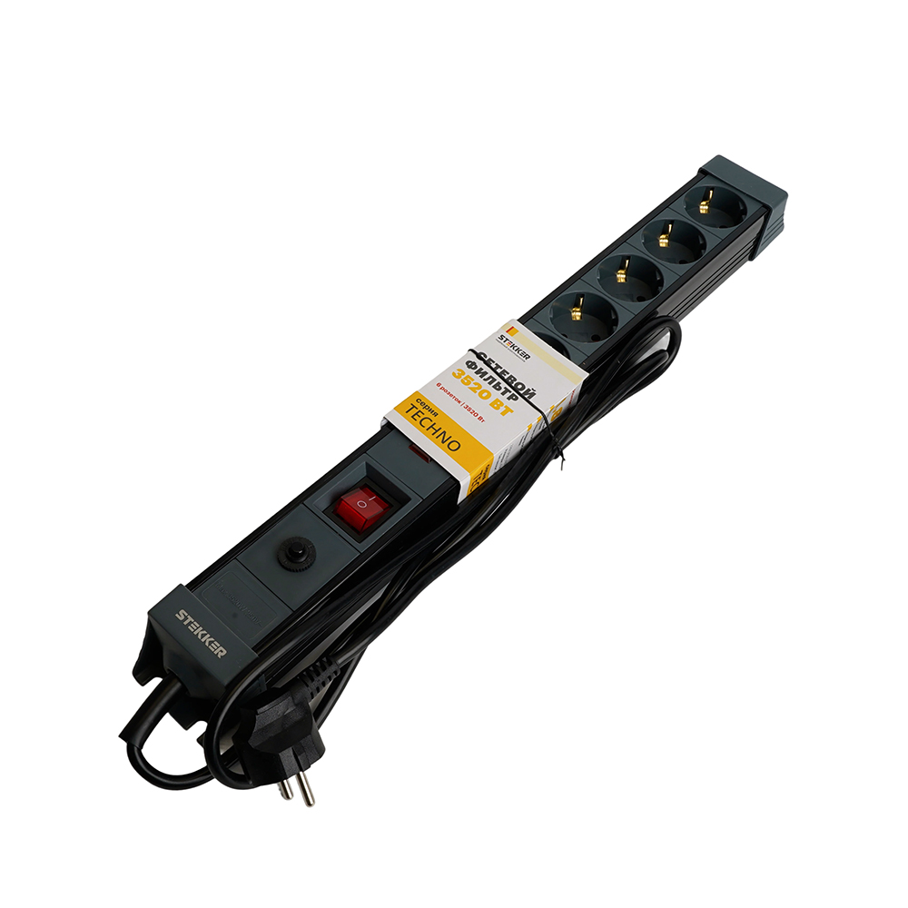 Сетевой фильтр 6-местный с/з Stekker Techno HM22-61-05 50161 Сетевой фильтр 6-местный с/з Stekker Techno HM22-61-05 50161