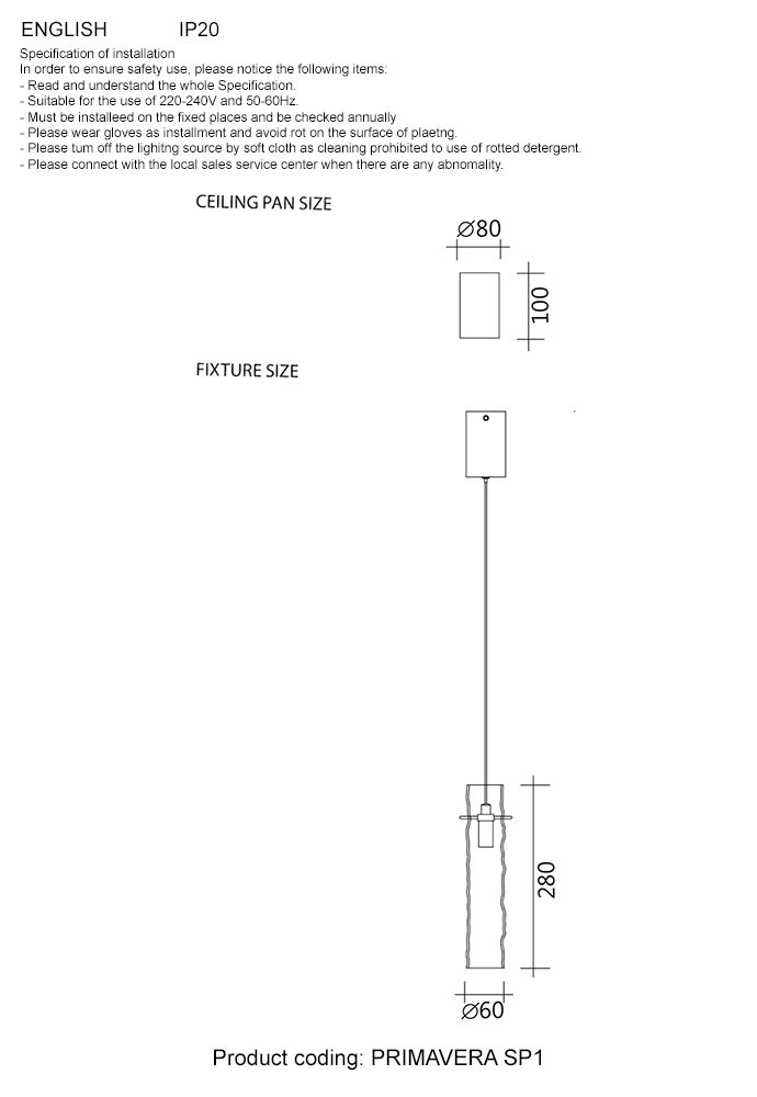 Подвесной светильник Crystal Lux PRIMAVERA SP1 CHROME Подвесной светильник Crystal Lux PRIMAVERA SP1 CHROME