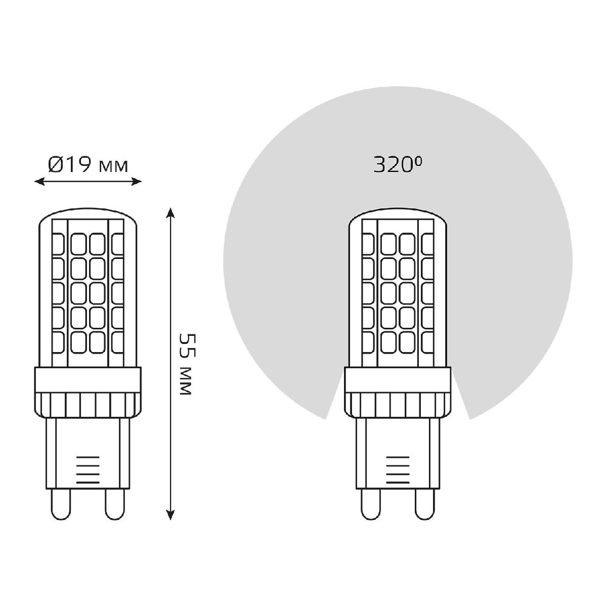 Лампа светодиодная Gauss G9 5,5W 3000К прозрачная 107009106 Лампа светодиодная Gauss G9 5,5W 3000К прозрачная 107009106