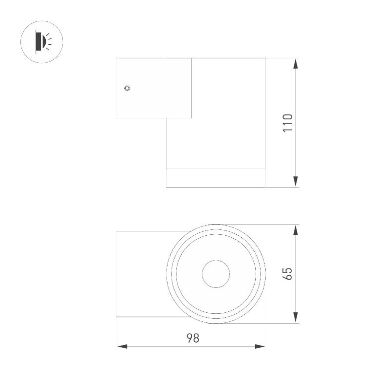 Уличный настенный светильник Arlight LGD-RAY-WALL-R65-12W Warm3000 049984