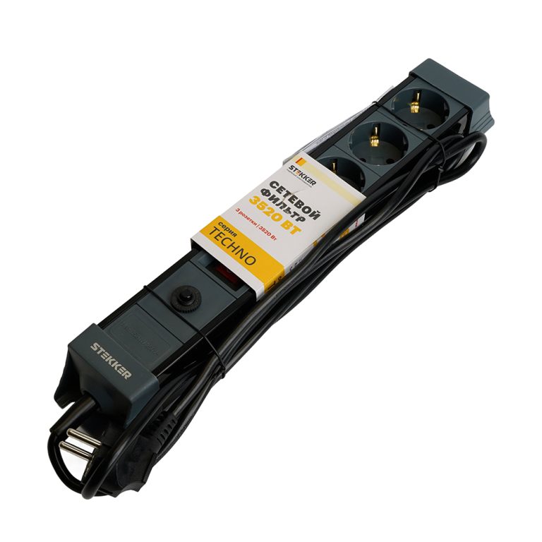 Сетевой фильтр 3-местный с/з Stekker Techno HM22-31-02 50153
