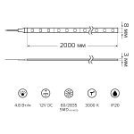 Светодиодная лента Gauss 12В 2835 4,8Вт/м 3000K 2м IP20 BT003